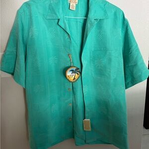 Teal Short Sleeve Button-Up Shirt